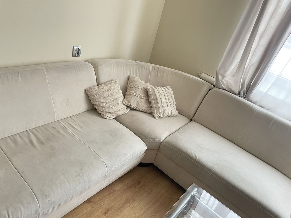 Duza narozna sofa naroznik king size z funkcja spania kremowy duzy