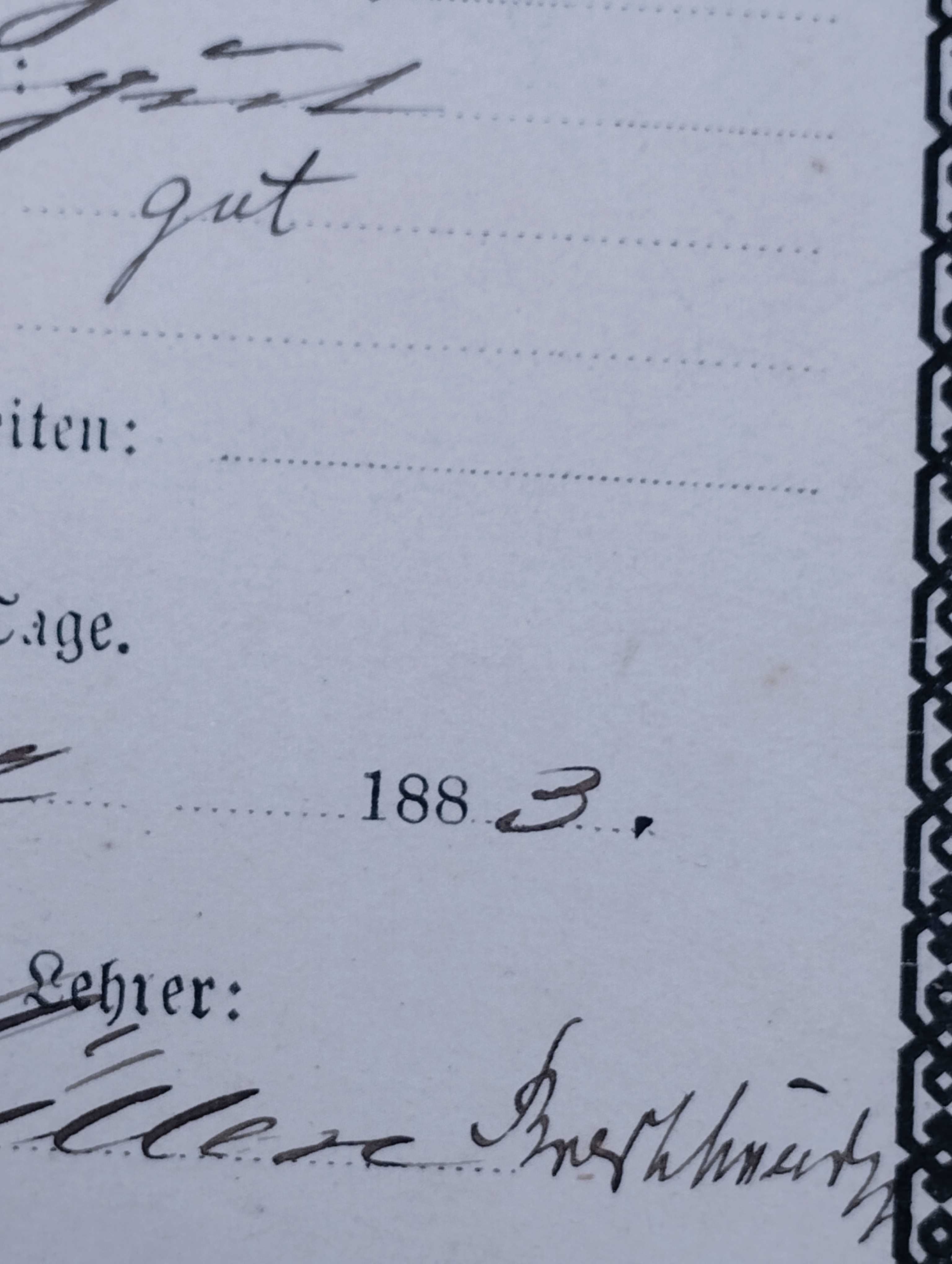 Sprzedam 2 stare świadectwa szkolne z 1882r.