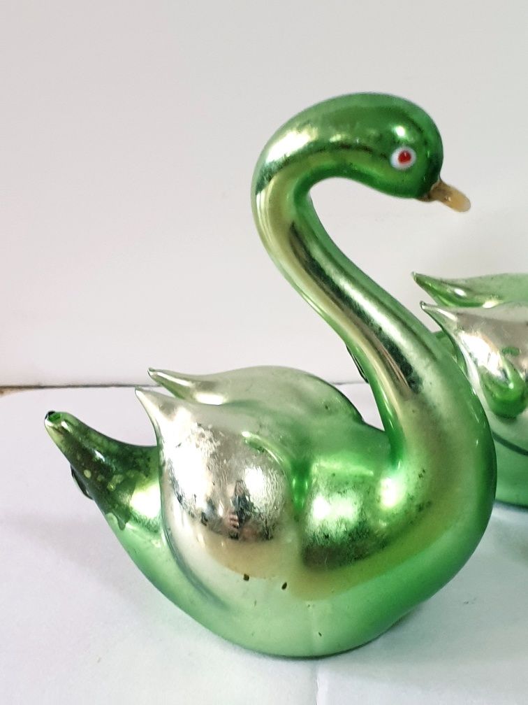 4 fantásticos raros cisnes em vidro mercúrio alemão dos anos 40