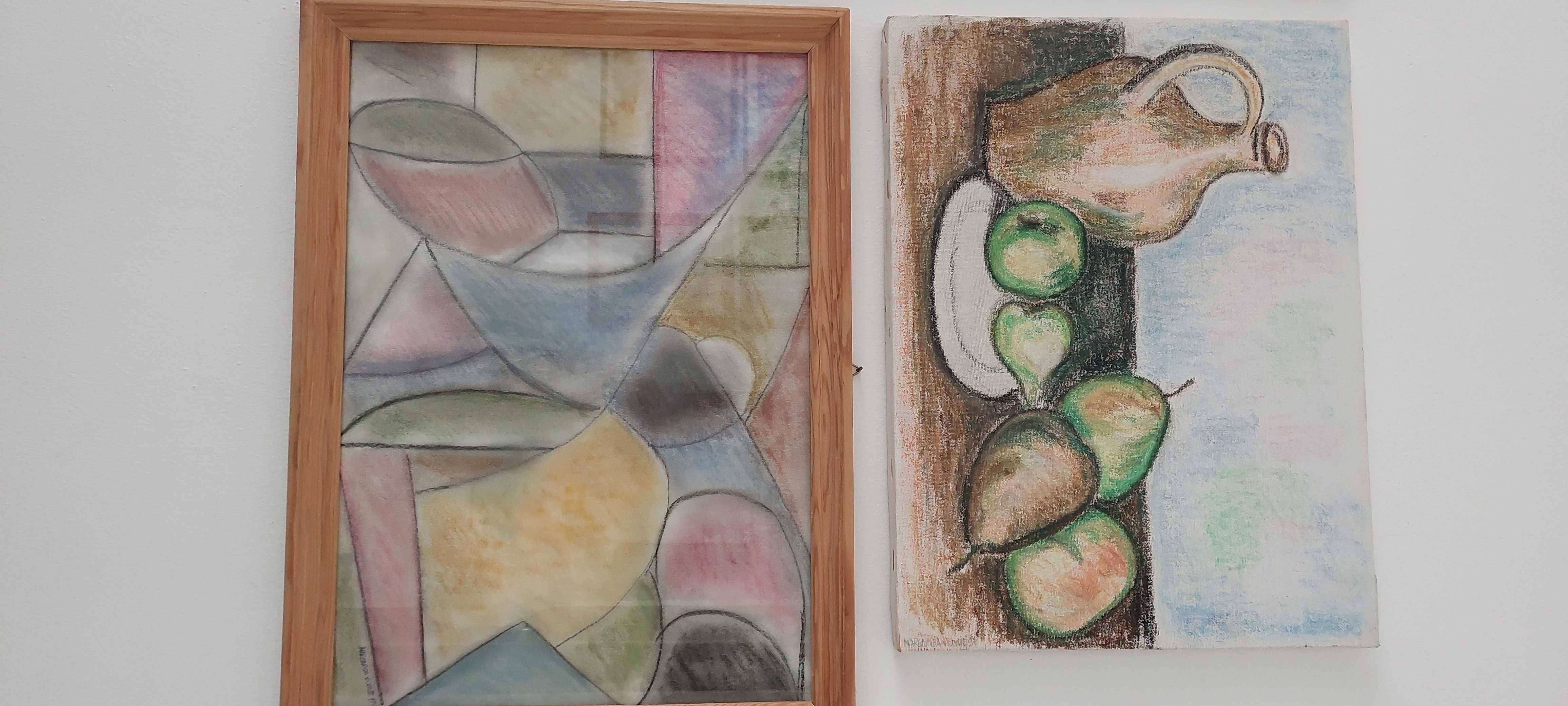 Quadros ,pintura a pastel sobre tela e sobre cartão