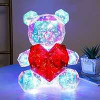 Хрустальный Медвежонок Геометрический Мишка 3D LED Teddy Bear ночник с