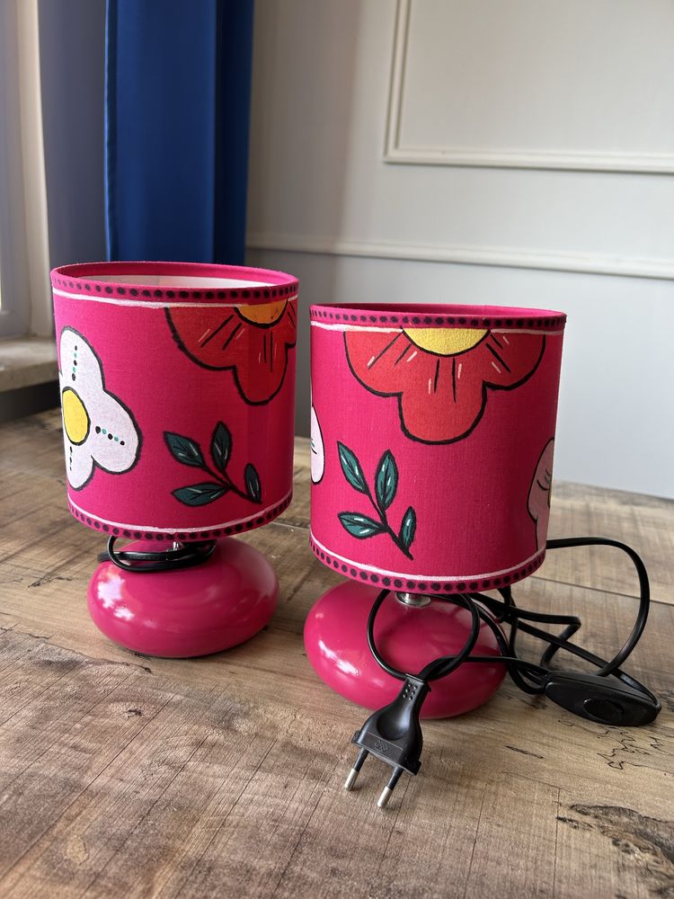 Retro Floral Vibes – Zestaw Lamp Nocnych w Stylu Vintage Handmade