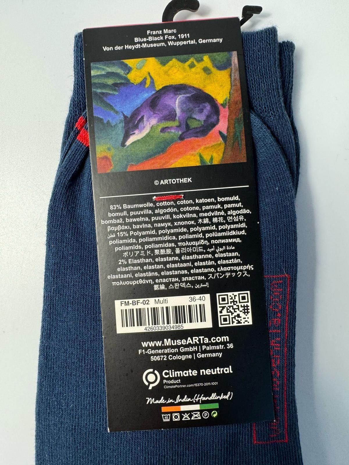 Nowe skarpetki męskie damskie MuseARTa Franz Marc granatowe 36-43
