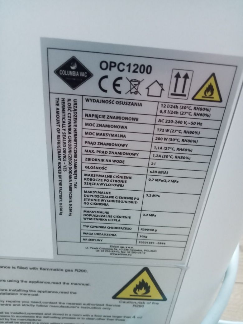 Osuszacz powietrza Columbiavac OPC1200