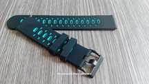 Bracelete 22mm, em silicone (Nova) preta e verde