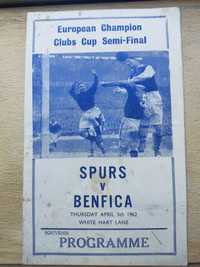 Programa Tottenham Benfica taça campeões meia final 1961/62