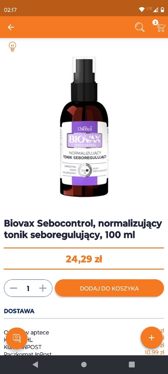 Biovax Sebocontrol normalizujący tonik seboregulujacy 100 ml