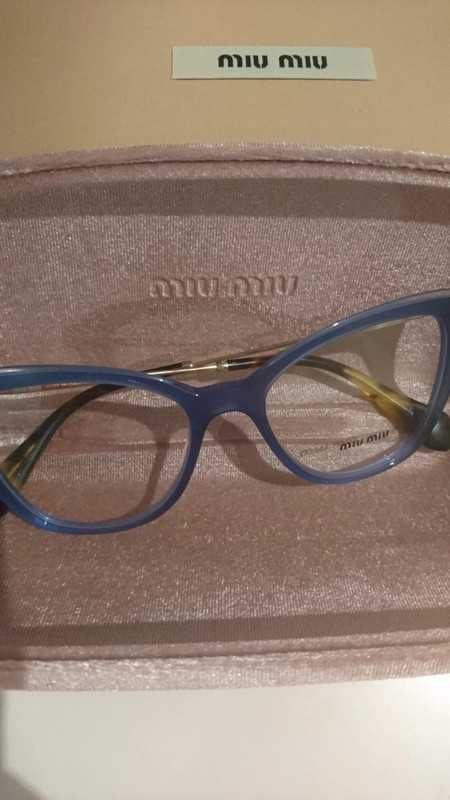 Miu miu 021 51 nowe oprawy korekcyjne okulary niebieskie metal kocie