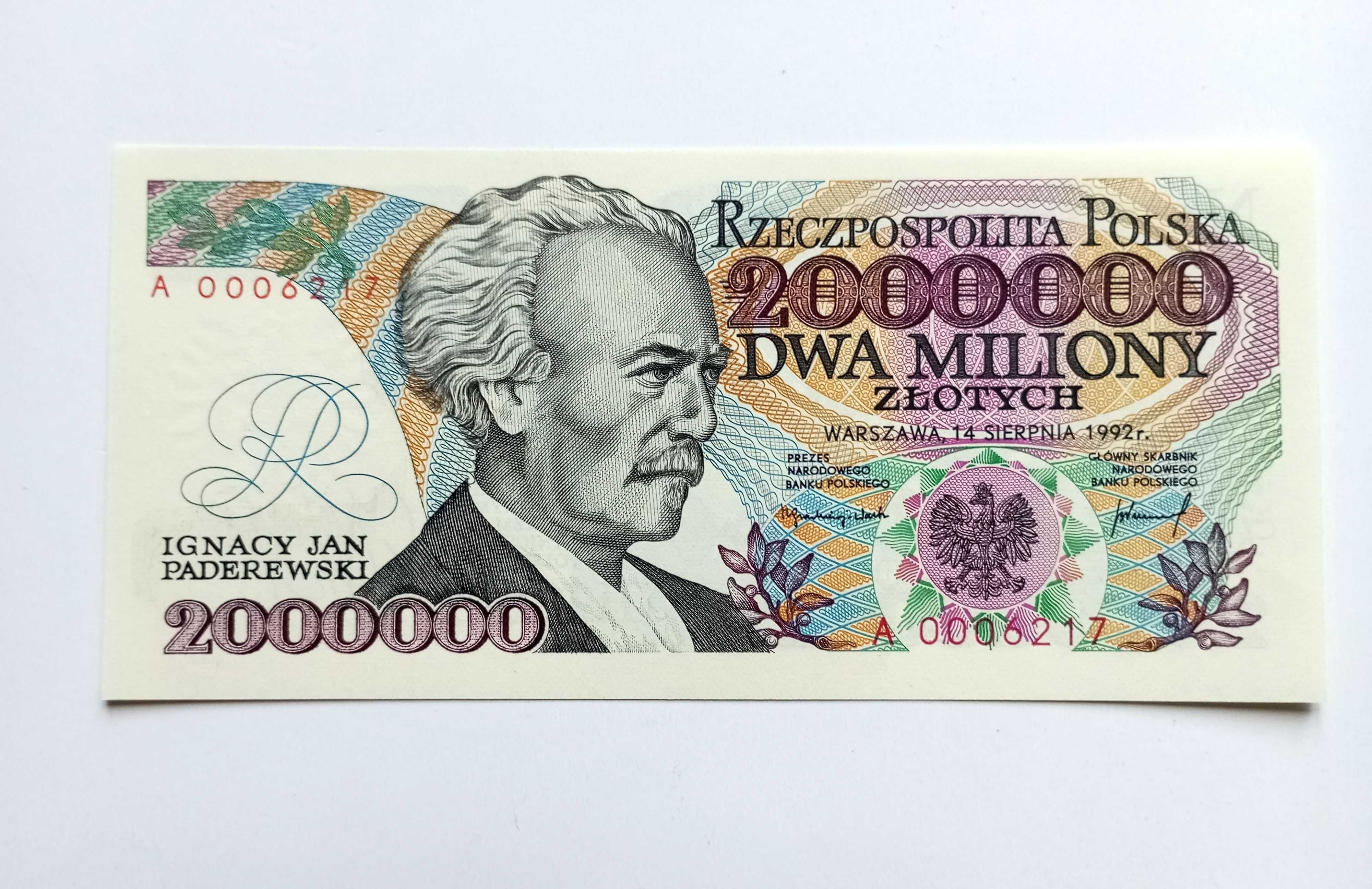 2.000.000 zł 1992   - A -   Niski Numer ..000   st.1  UNC
