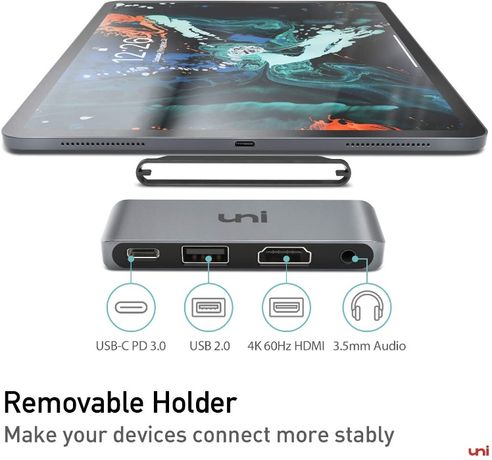 Хаб Uni Aluminum USB-C Mobile Pro Hub для iPad Pro (Silver)