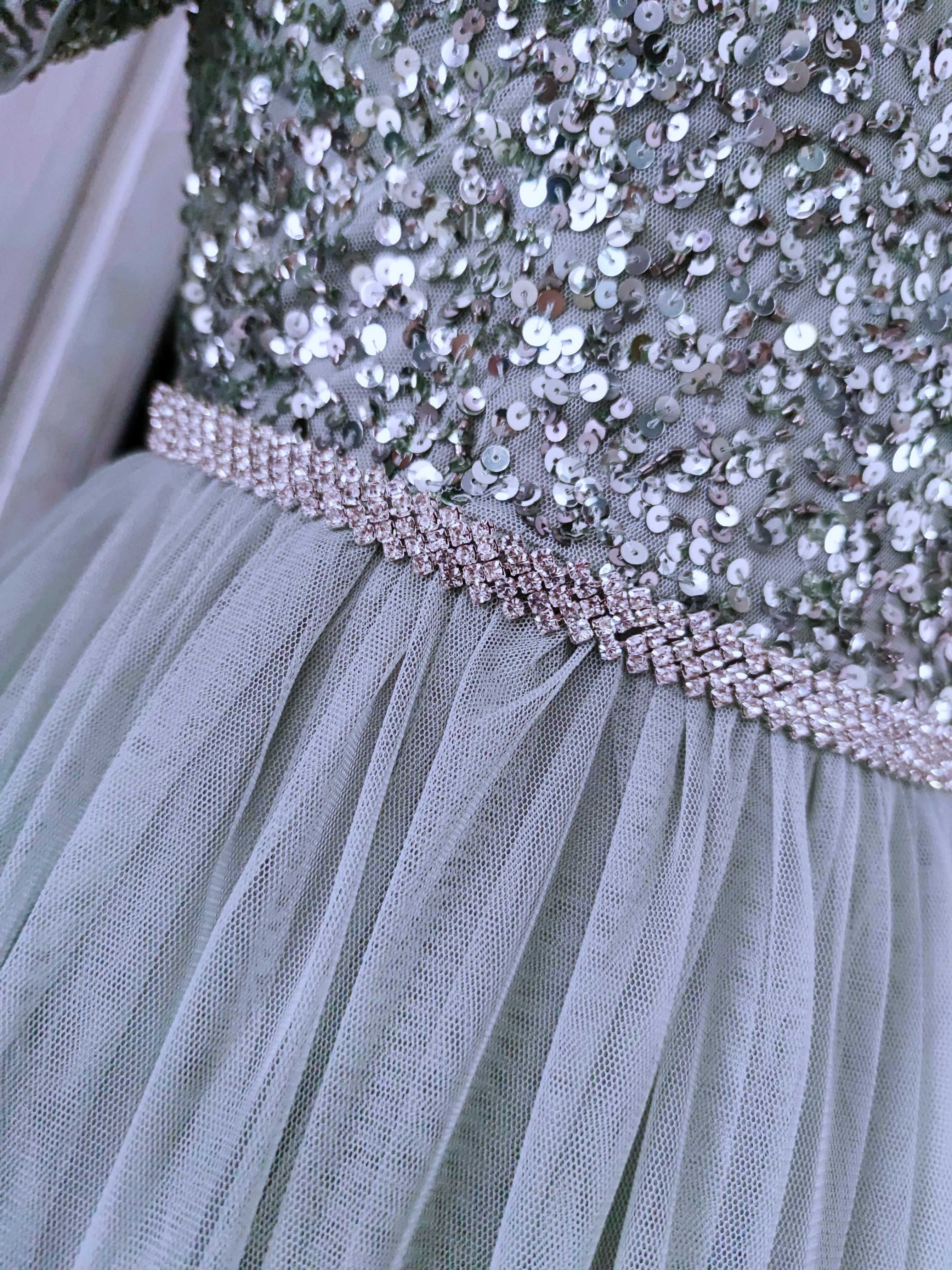 długa tiulowa suknia wieczorowa balowa rozmiar l 40 na bal wesele