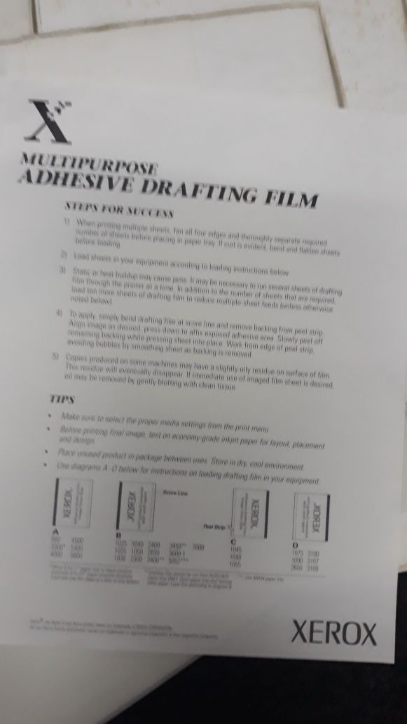 Papel Film Autocolante A4 Xerox Laser (pacote 50 uni) (novo)