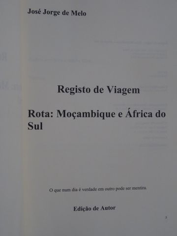 Registo de Viagem de José Jorge de Melo