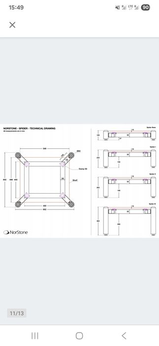 Szklany stolik audio rtv Norstone Spider 1.