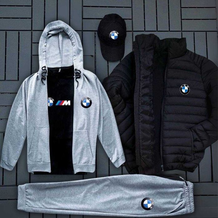 BMW костюм, футболка, кепка, куртка комплект 5в1 БМВ кофта Фліс зима
