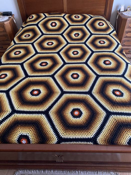 Grande colcha de lã feita à mão 2,50 x 2,20