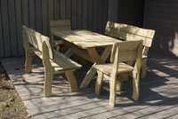 OD RĘKI meble ogrodowe 150 stół 2xławka 2x krzesło świerk impregnowany