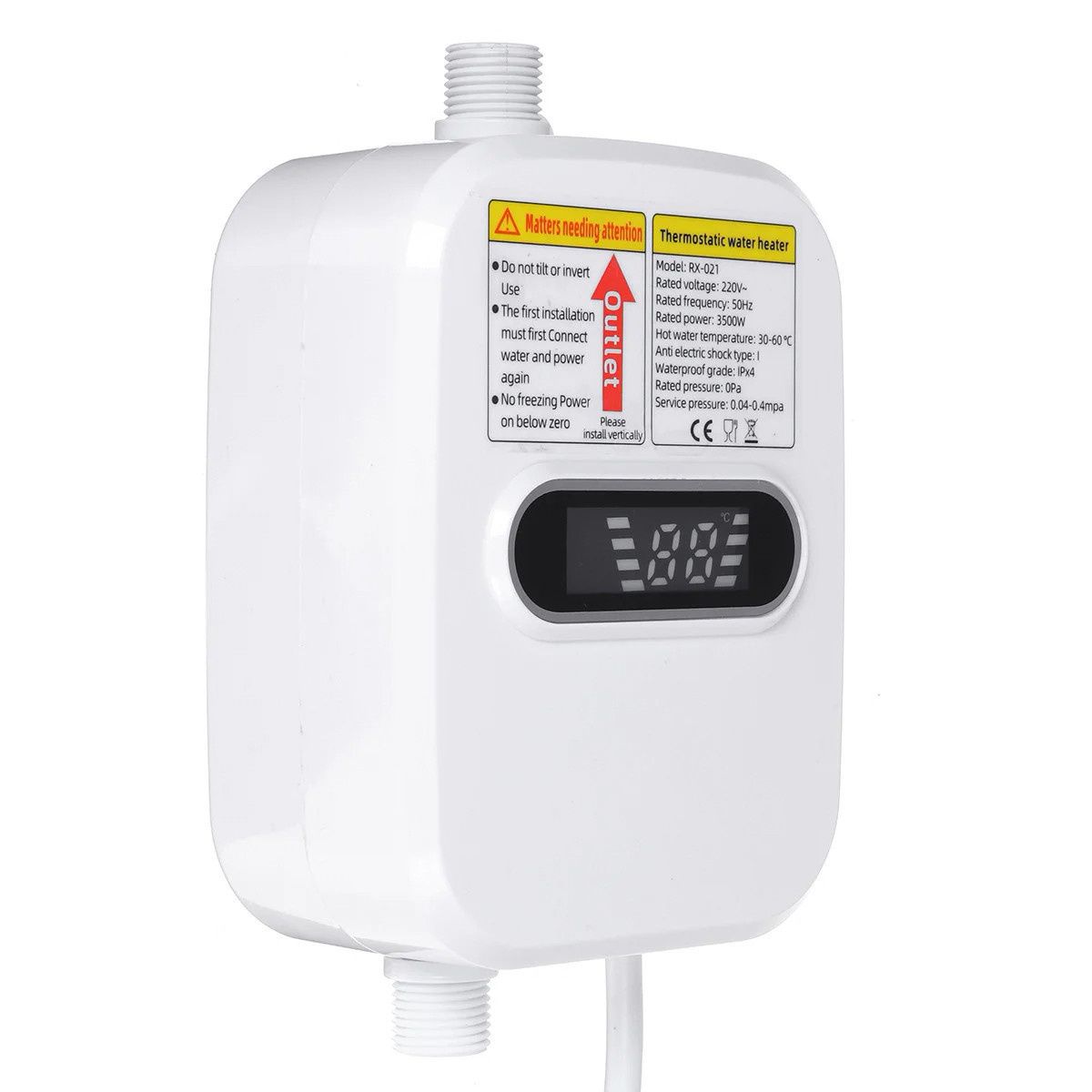 Электрический термостатичный водонагреватель-душ с краном TEMMAX RX-02