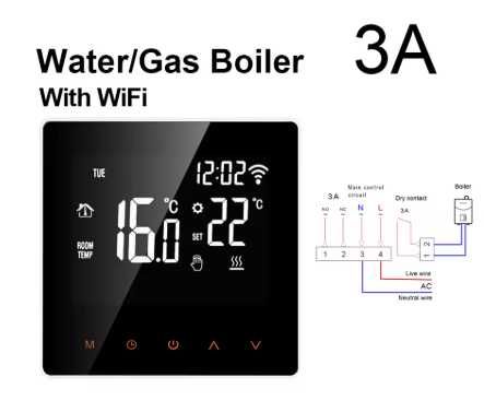NÓWKA Inteligentny Termostat Wifi 3A TUYA sterowanie piecem i bojlerem