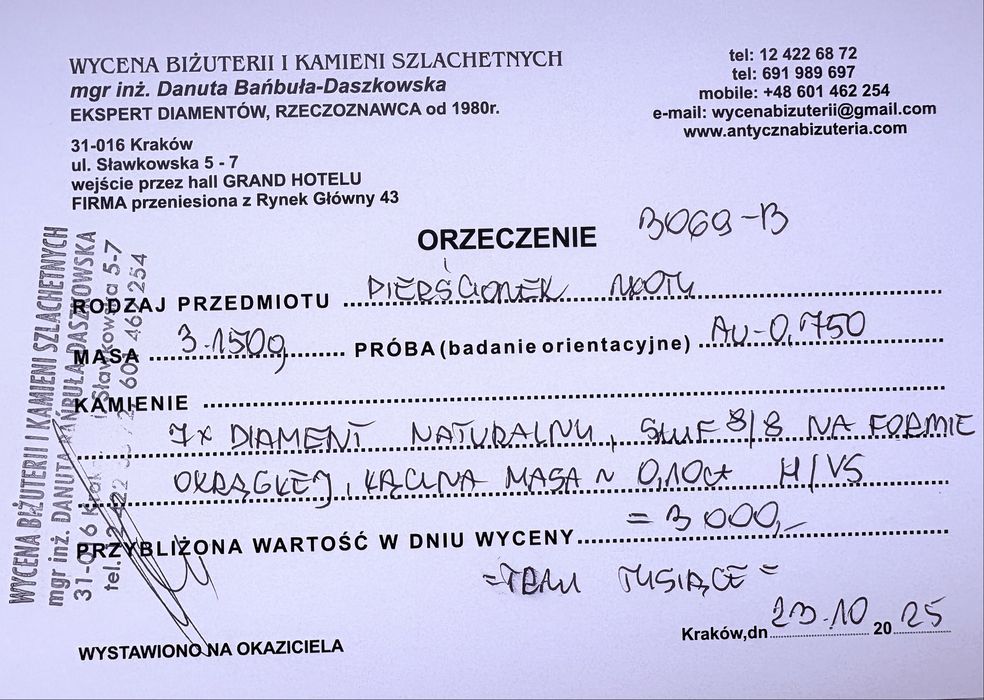 Retro pierścionek sygnet zloto 14 k (585) diamenty  0,10 ct R15