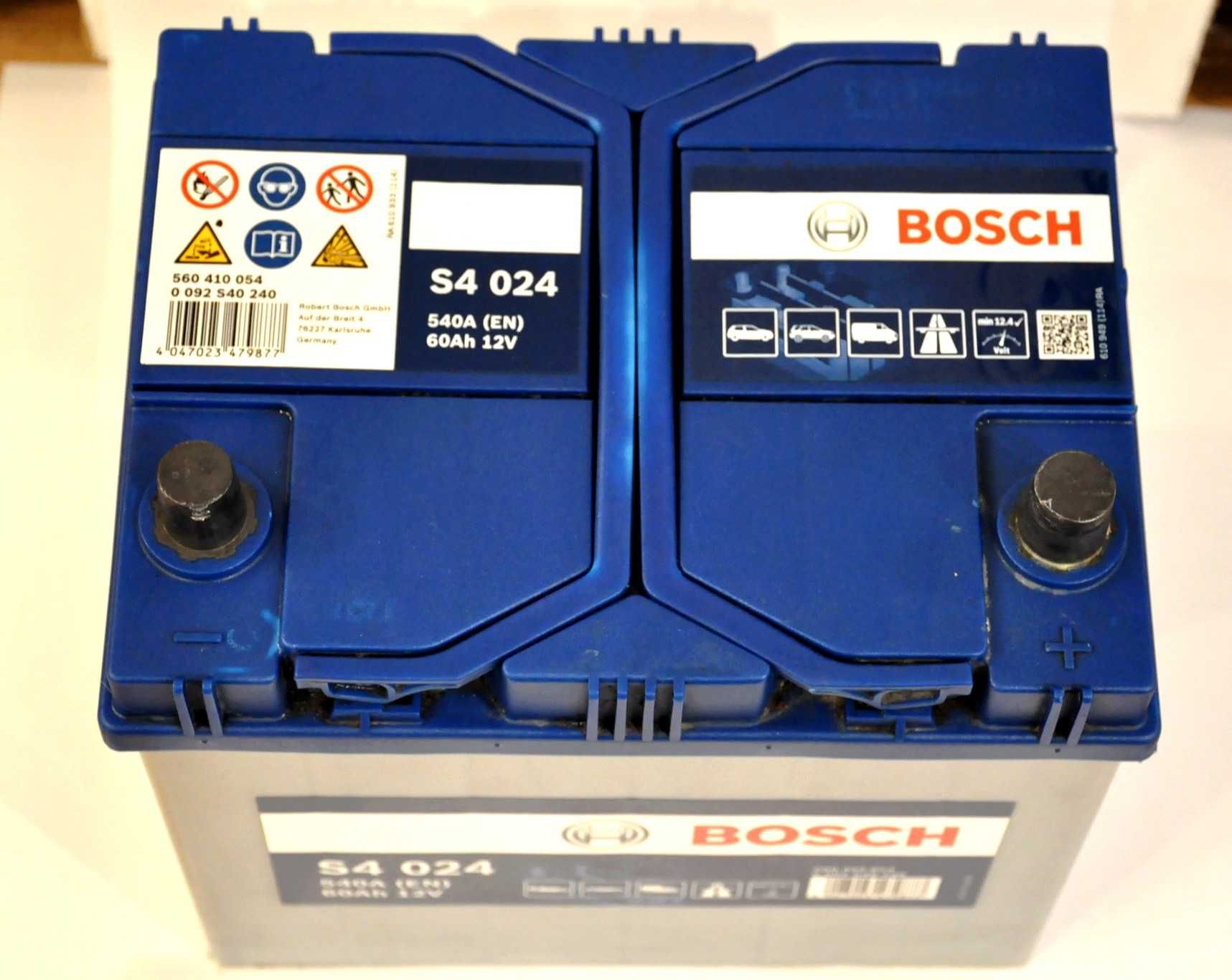 Akumulator BOSCH S4 024 12V 60Ah 540A Prawy +  do Samochód MURANO itp.