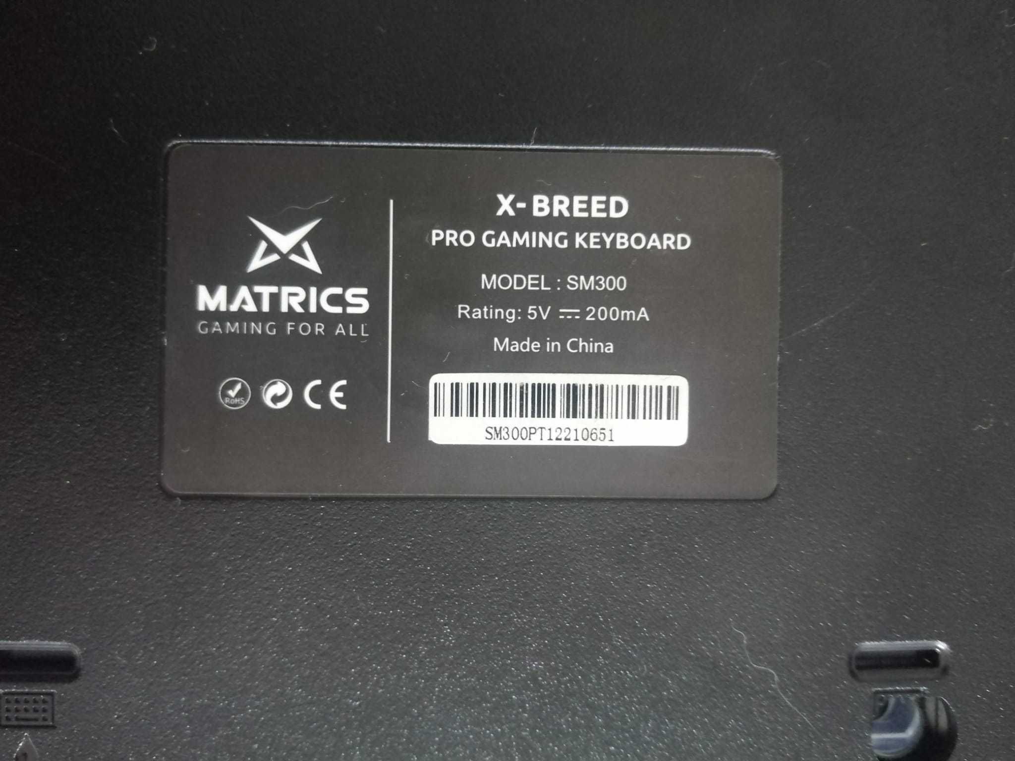 Teclado Gaming MATRICS X-Breed | Semi-mecânico | Português | Preto