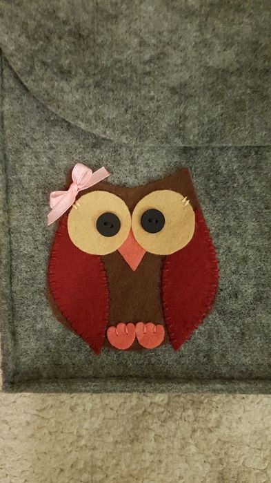 Etui filc filcowe na laptopa hand made sowa