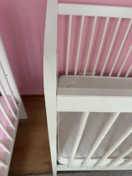 Łóżeczko dzieciece drewniane KLUPŚ białe chmurka 120x60