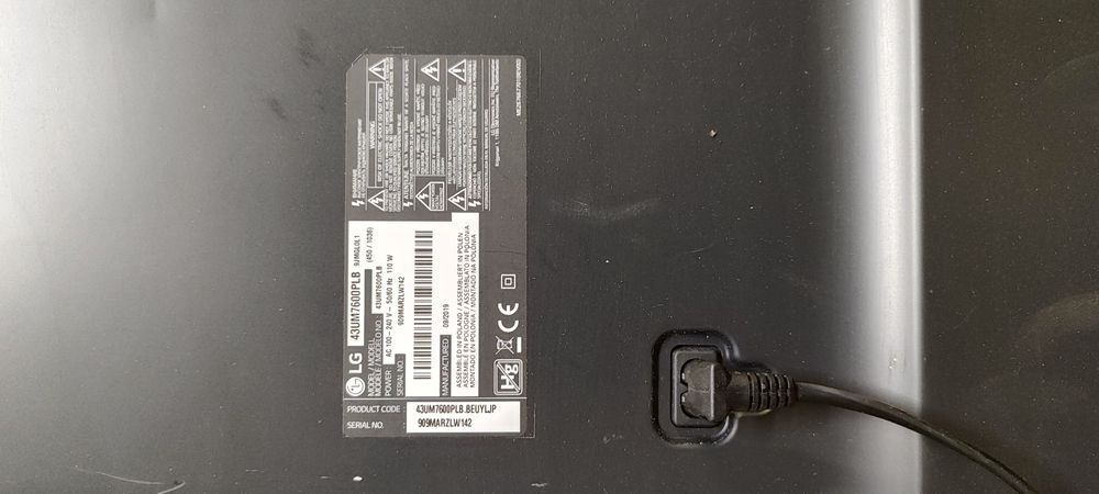 Tv Lg 43UM7600PLB uszkodzona matryca