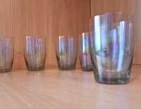 Vintage szkło tęczowe PRL szklanki 6 sztuk
