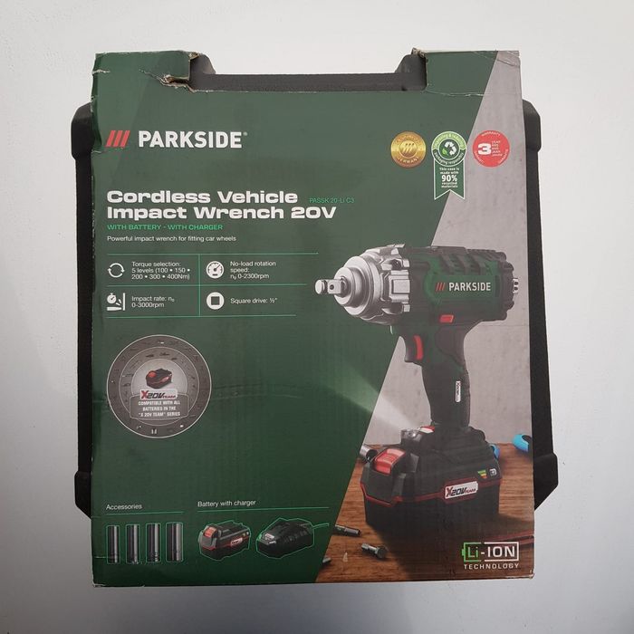 Parkside Akumulatorowy Klucz Udarowy 20V, PASSK 20-Li C3 Nowy