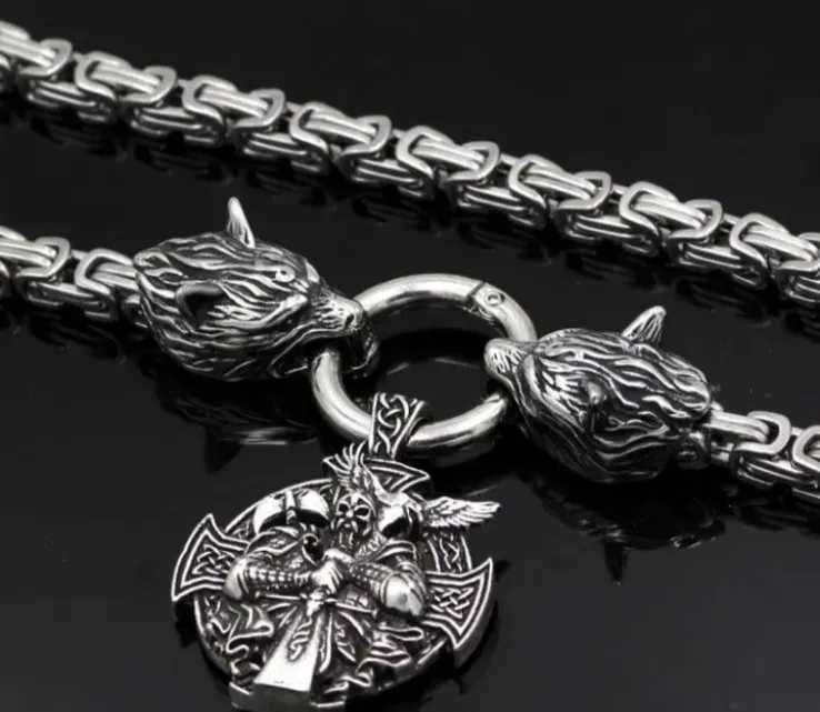 Кулон -Мужской. Волки с Викингом. Подарок храброму Мужчине!