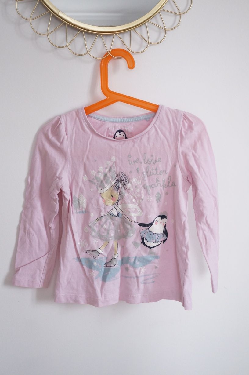 Bluzka, koszulka, marki TU aplikacja z brokatem roz . 110 4-5lat