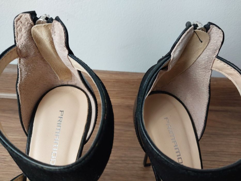 Czarne, skórzane szpilki Prima Moda r.38