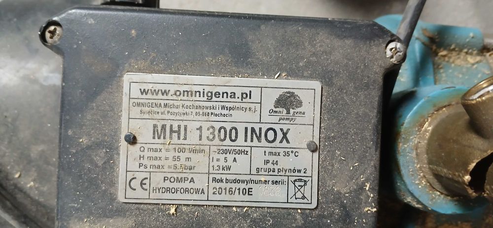 Pompa Omnigena MHI 1300 Inox rok produkcji 2016