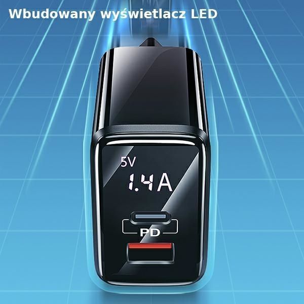 Ładowarka sieciowa USAMS T40 20W LED - Szybkie ładowanie PD3.0 + QC3.0