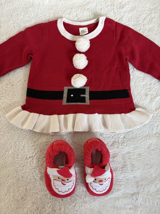 Stroj swiateczny swieta sweter h&m i bambosze paputki niechodki 74