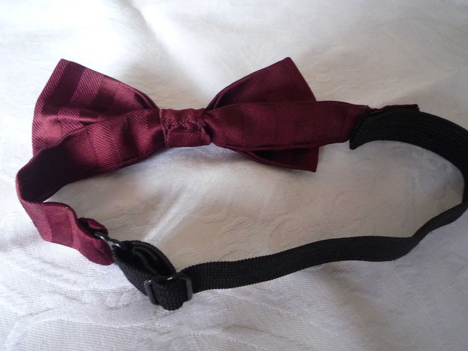 Винтаж галстук бабочка, регулируемый на липучке, бордо марсала унисекс