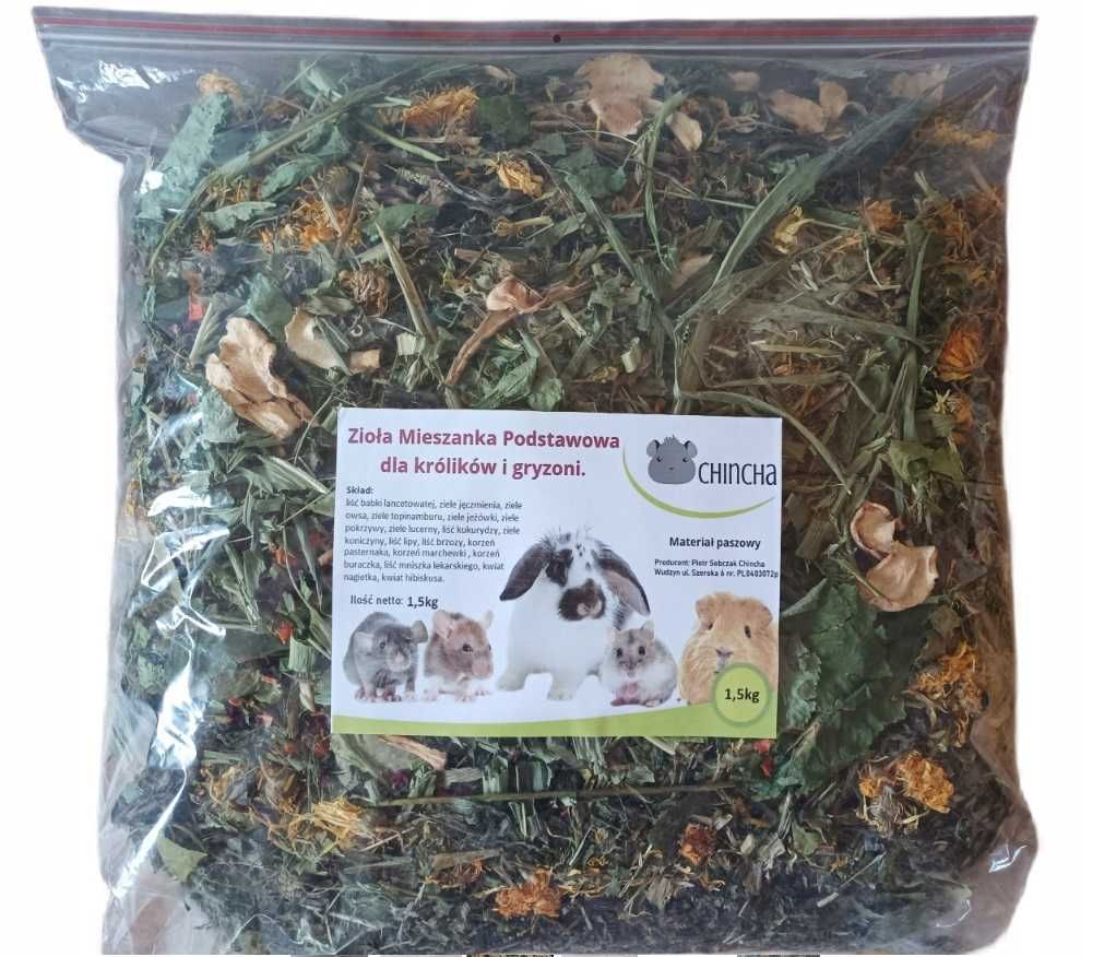 Zioła Bogata Mieszanka Podstawowa Dla Gryzoni Królików 1,5kg