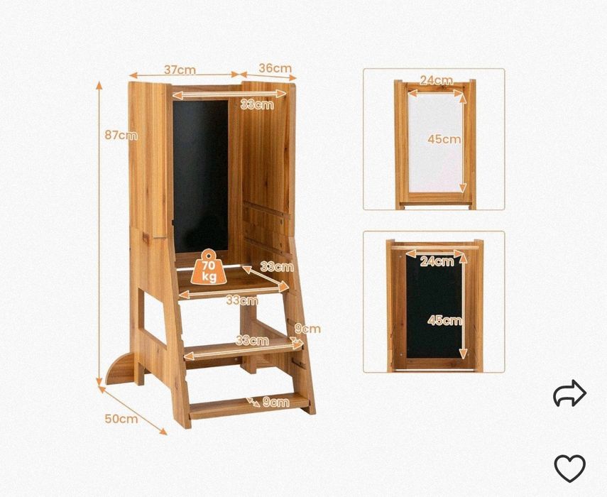 Kitchen helper pomoc kuchenna taboret dla dzieci costway drewniany