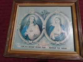 Stary oleodruk serce Jezusa i Maryi