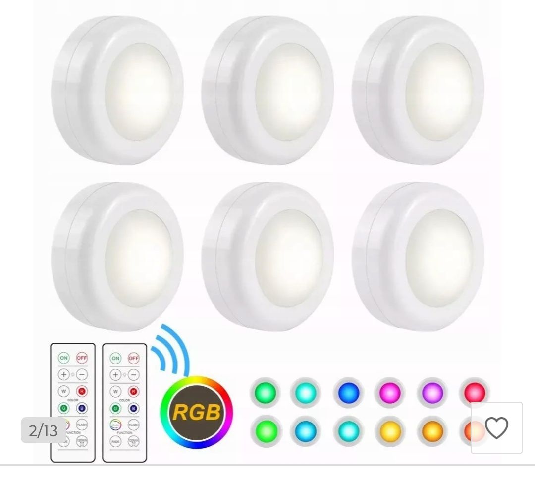 6 sztuk lampka bezprzewodowa lampki RGB LED 2 piloty