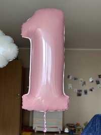 Гелієва кулька цифра 1 розмір 1 метр, гелева рожева кулька для дівчинк