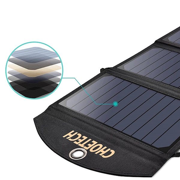 Choetech ładowarka solarna USB składana ładowarka słoneczna 19W 2x USB