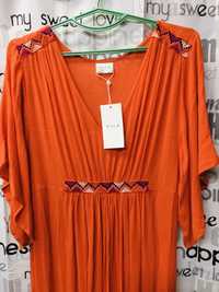 Платье  оранжевое 100% вискоза бренд VILA, Италия 34-36 размер (XS- S)