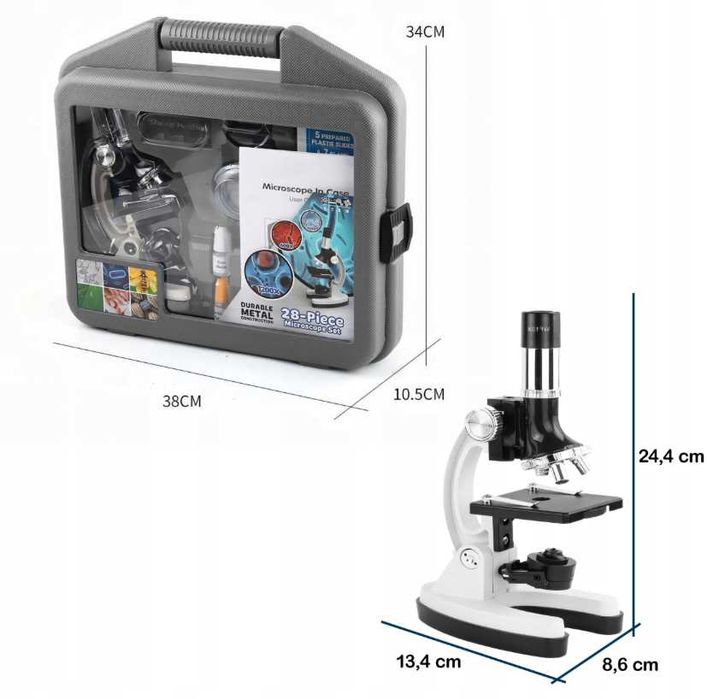 Precyzyjny Mikroskop Optyczny Laboratoryjny Zestaw Zoom 1200x - OKAZJA