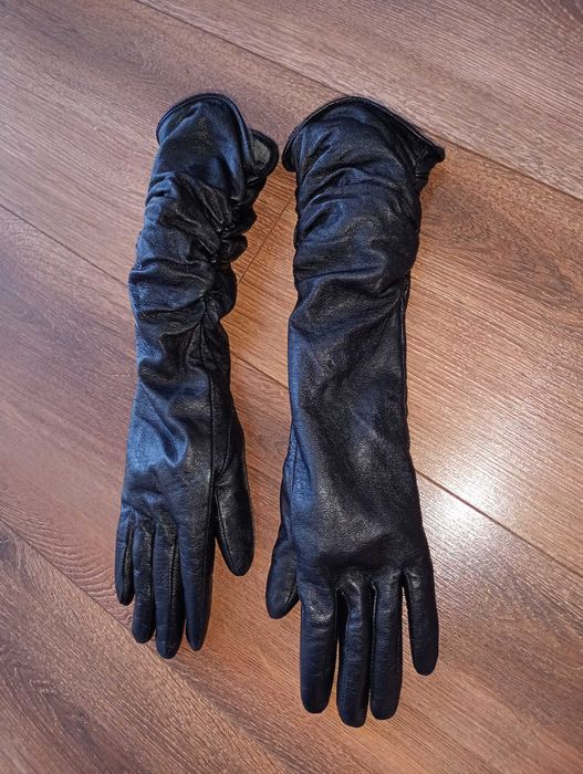 Довгі шкіряні рукавиці