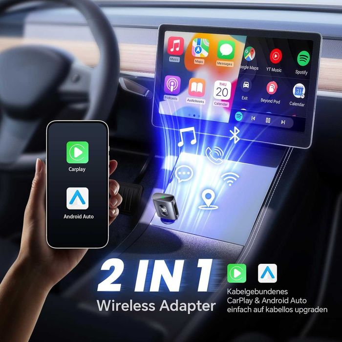 Adapter samochodowy Carplay Android iOS bezprzewodowy, plug and play