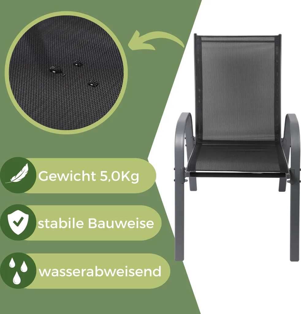 Krzesła ogrodowe sztaplowane  z solidną metalową ramą