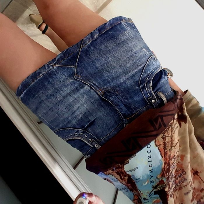 Юбка мини s джинсовая синяя denim mexx крутая mom летняя m&s